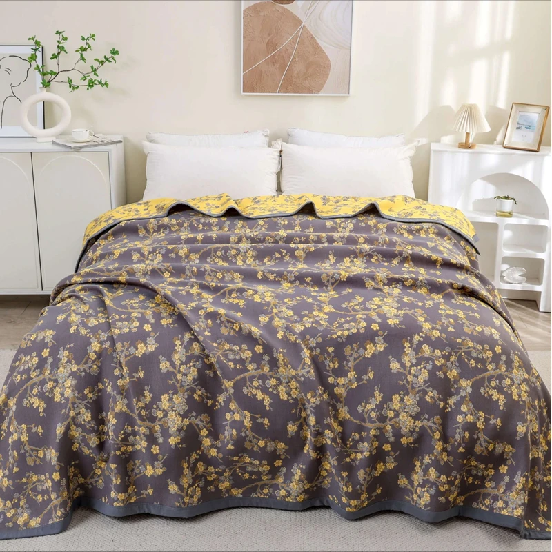 床盖/寒梅傲雪2.3米*2.5米纱布毛巾被杜莎夫人四季通用软凉席盖毯