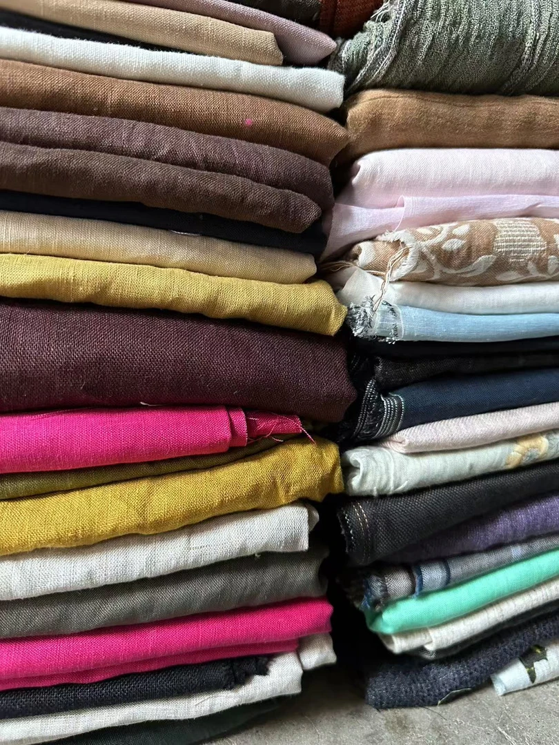 各种支数精选高货布头亚麻苎麻汉麻色织提花绣花真丝等等