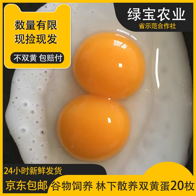 【双蛋黄土鸡蛋】一箱20枚（一枚约60克~80克之间）新鲜发货 先到先得