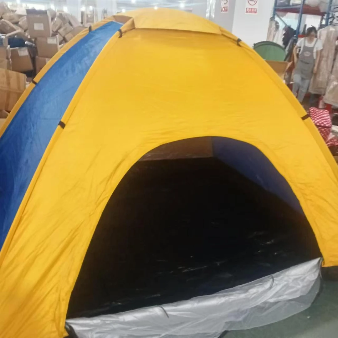 蓝橘色6人涂银户外帐篷240*210*145