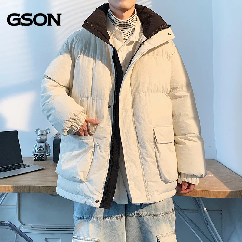 2024新款GSON男士棉服外套冬季新款加厚防寒冬装棉袄百搭立领棉衣