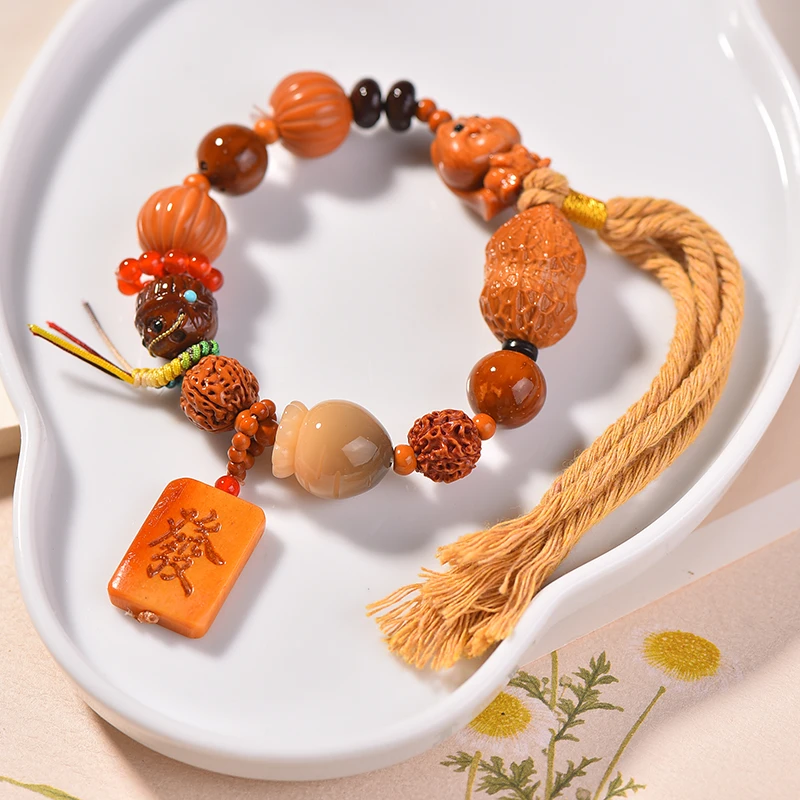 发发发多宝手串寓意多宝聚集 八方来财 送客户编织藏式手作金手串