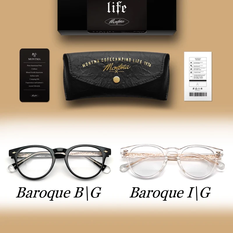 Montma美式巴洛克黑金复古眼镜椭圆百搭超轻眼镜框防蓝光近视镜架