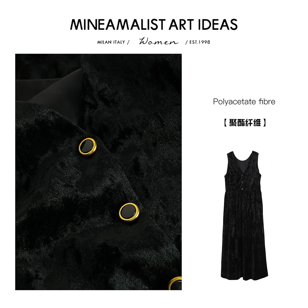 MINEAMALIST ART IDEAS中古香风丝绒连衣裙ZY929