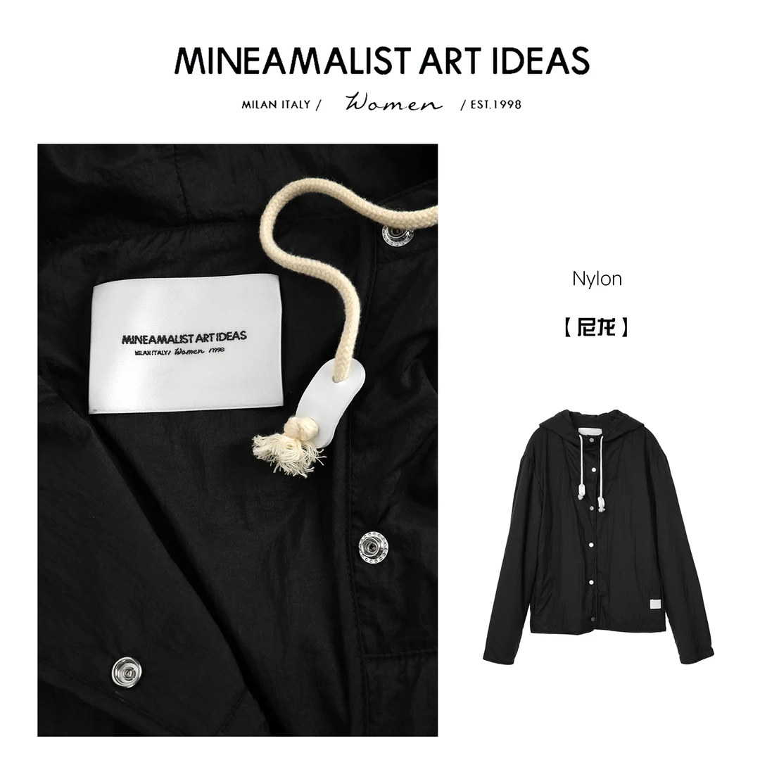 MAIBRAND极简黑色连帽棉服ZY961