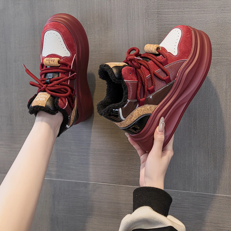 内增高7cm高帮鞋女厚底2024秋季新款运动百搭小个子网红休闲加绒