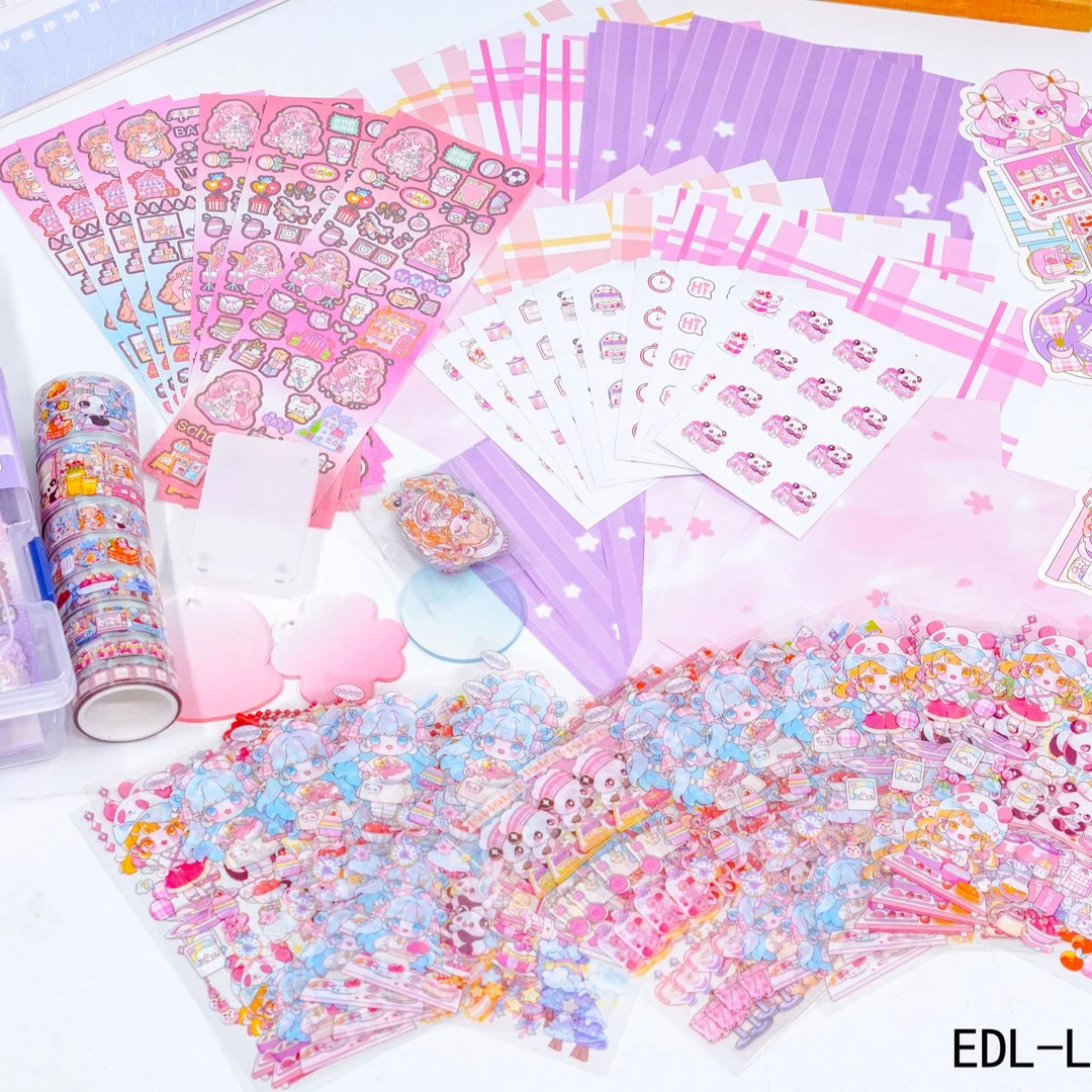 可可爱爱的朵咪双层贴纸大收纳盒高颜值手帐胶带全套装饰贴纸4176