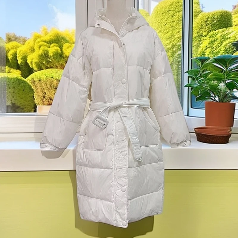 冬季气质风格连帽宽松长款外套S487