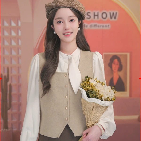 谜秀【马甲】文艺百搭时尚复古加厚高级感针织外穿背心女