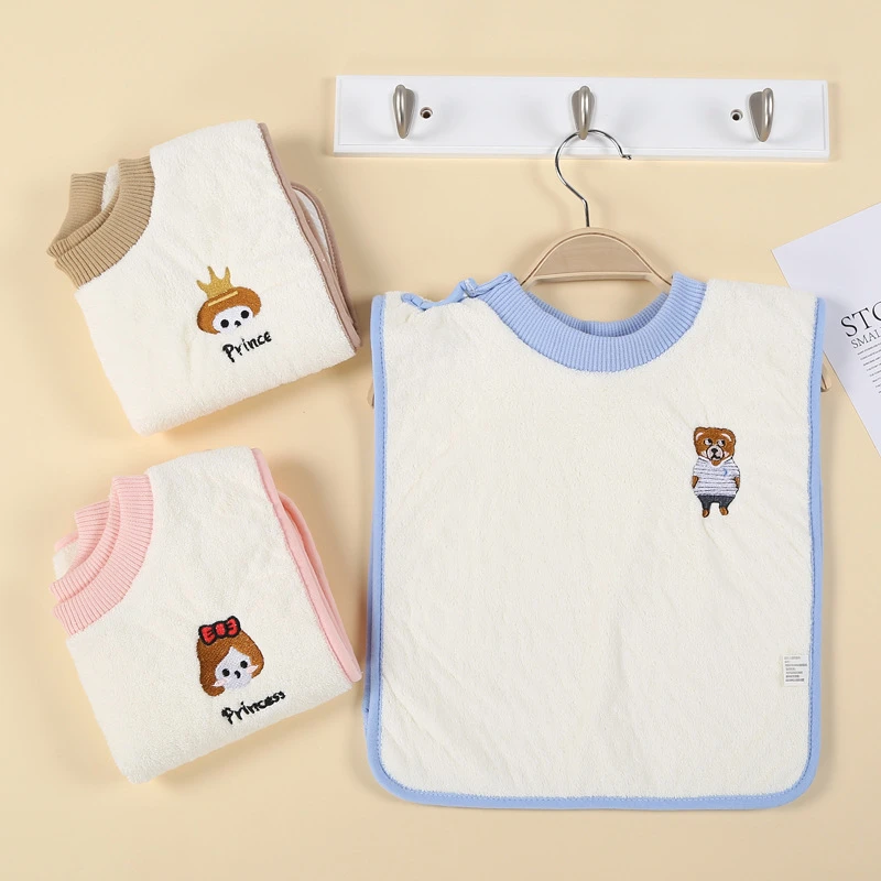 儿童洗漱巾大号围兜婴儿口水巾宝宝洗脸围巾刷牙小防溅衣吐奶围嘴