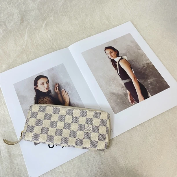 95新 LouisVuitton/路易威登 白棋盘格长款钱夹