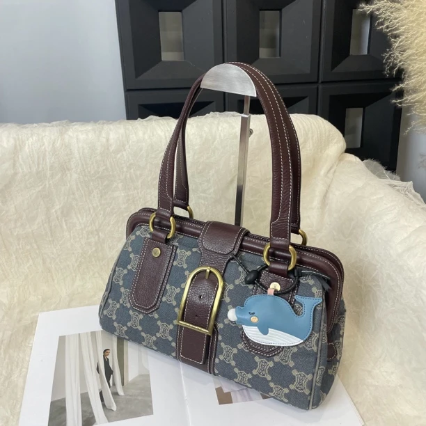95新 Celine/思琳 丹宁蛙口单肩医生包
