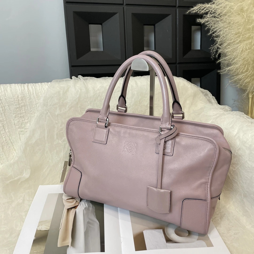 95新 LOEWE/罗意威 粉紫色亚马逊手提包