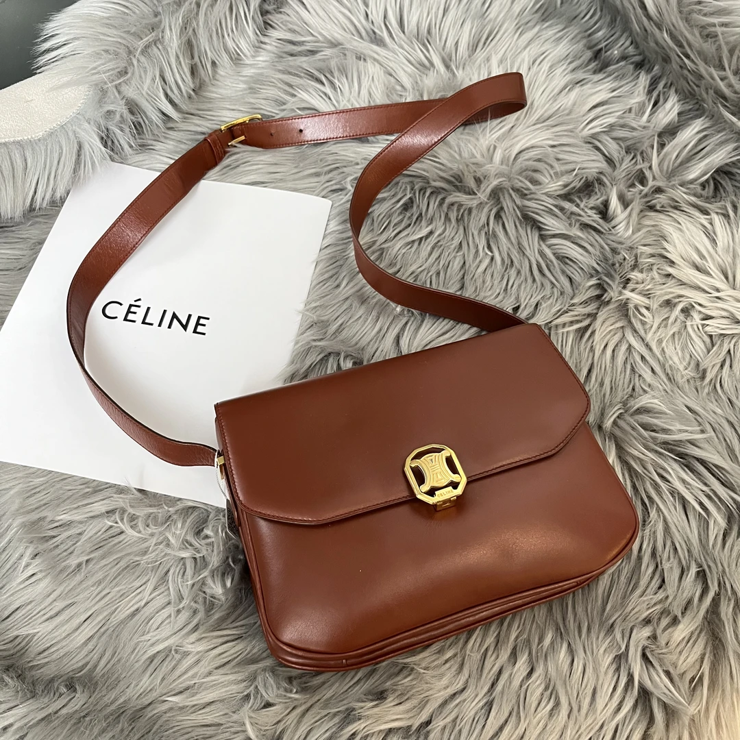95新 Celine/思琳 凯旋门焦糖色斜挎包