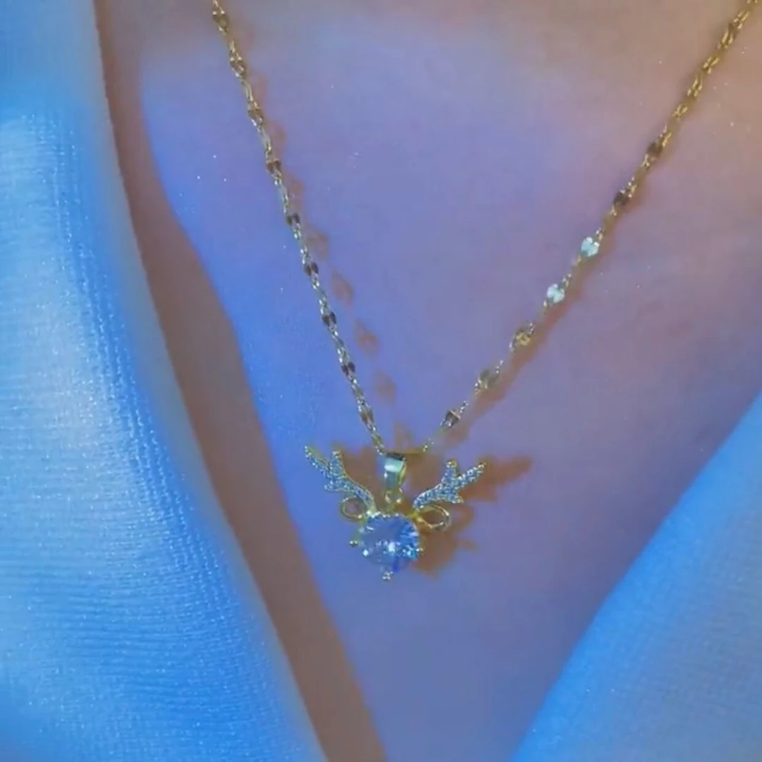 钛钢项链 一鹿有你轻奢高级感鹿角项链女ins时尚百搭气质锁骨链