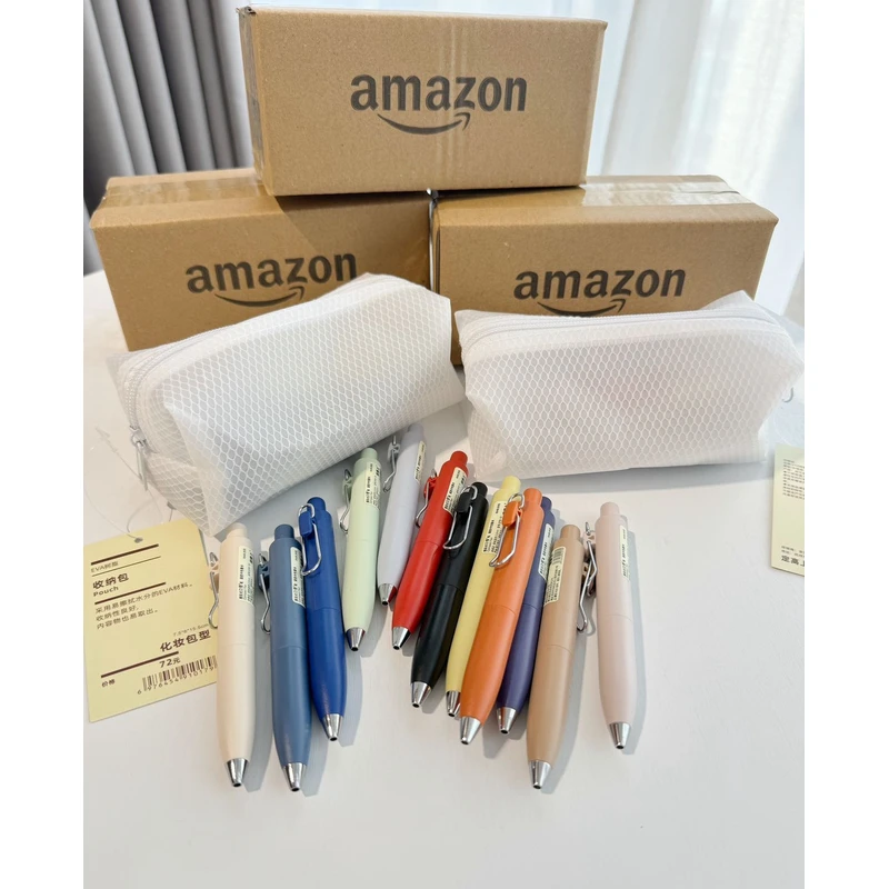 巨丝滑无印风！ins水笔12支 带笔袋 质量超好