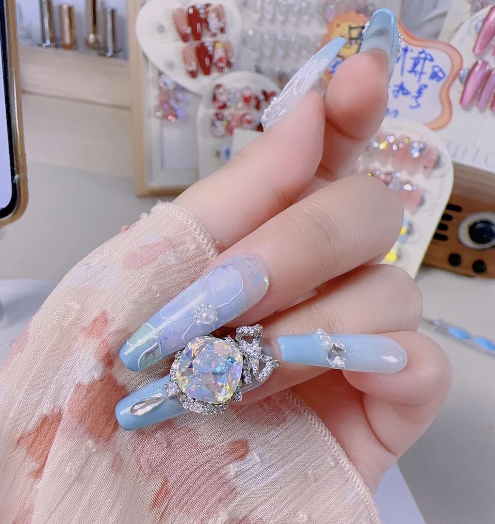 镜花琉璃水彩蝴蝶手工穿戴甲