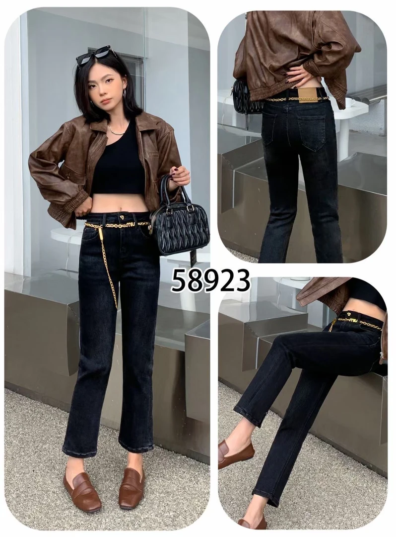 芭莎basha香港花牌烟管裤女士2025春韩版弹力显瘦百搭九分直筒裤