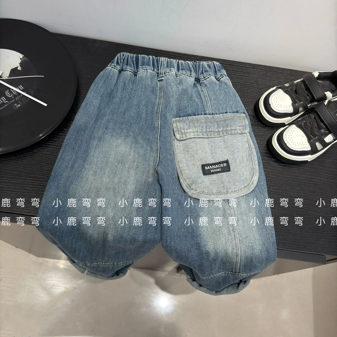 C2506春秋儿童新款后袋MANAGER牛仔裤