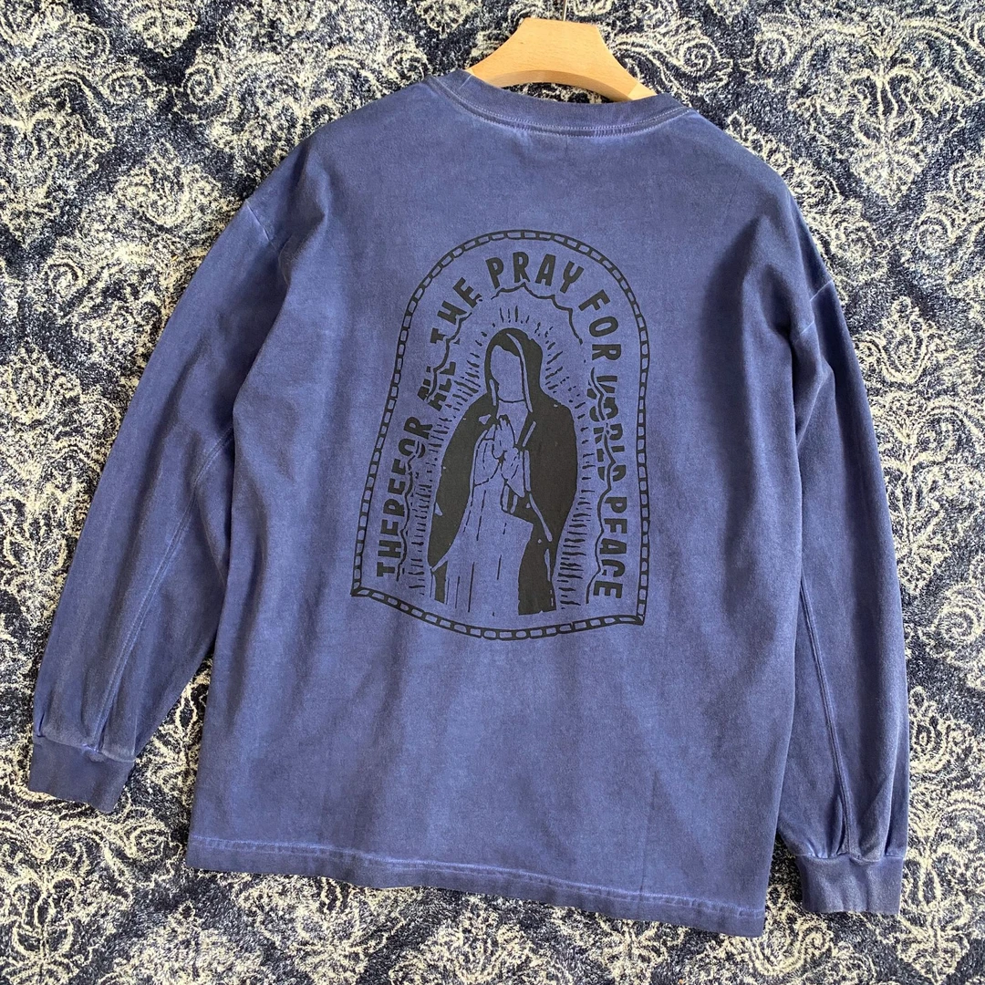 2024秋季新款美式休闲复古水洗做旧圆领打底宽松落肩男士长袖T恤