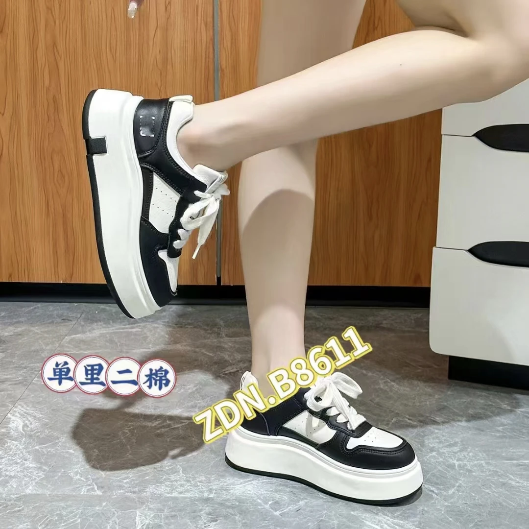 加绒新品8611厚底白鞋