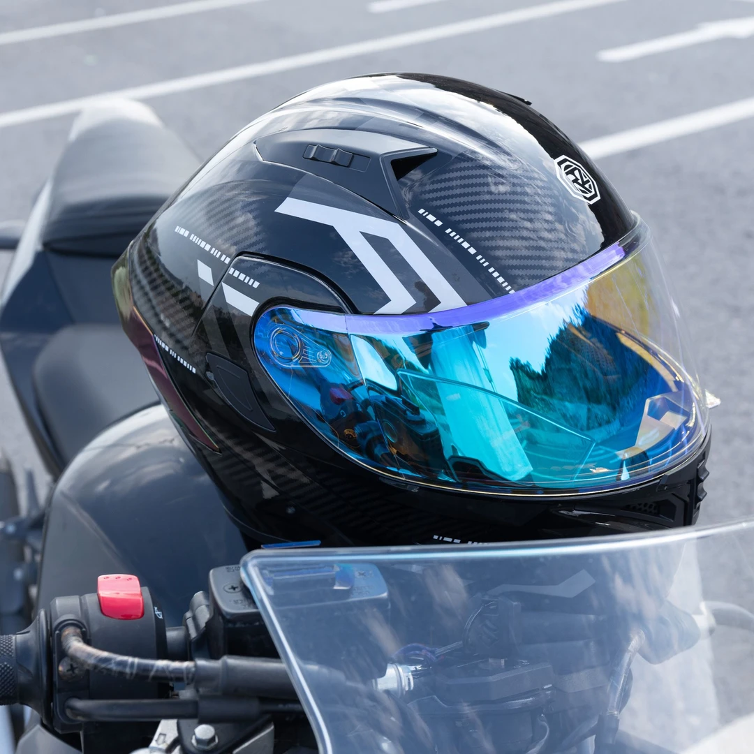 orz摩托车头盔蓝牙骑行3c男全覆式透气双镜片揭面盔四季国标A类