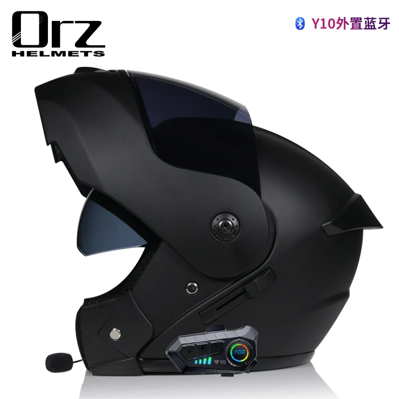 蓝牙双镜片揭面盔电动自行车头盔男女全盔夏季防晒四季外卖头灰