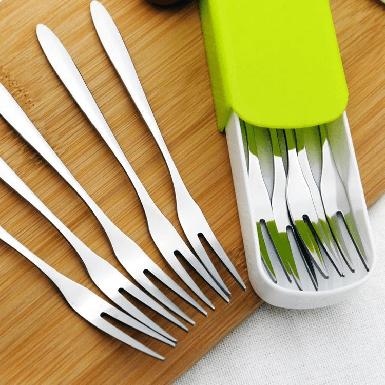 网红爆款不锈钢水果叉家用点心韩式小叉子可爱加厚餐具多个便携带