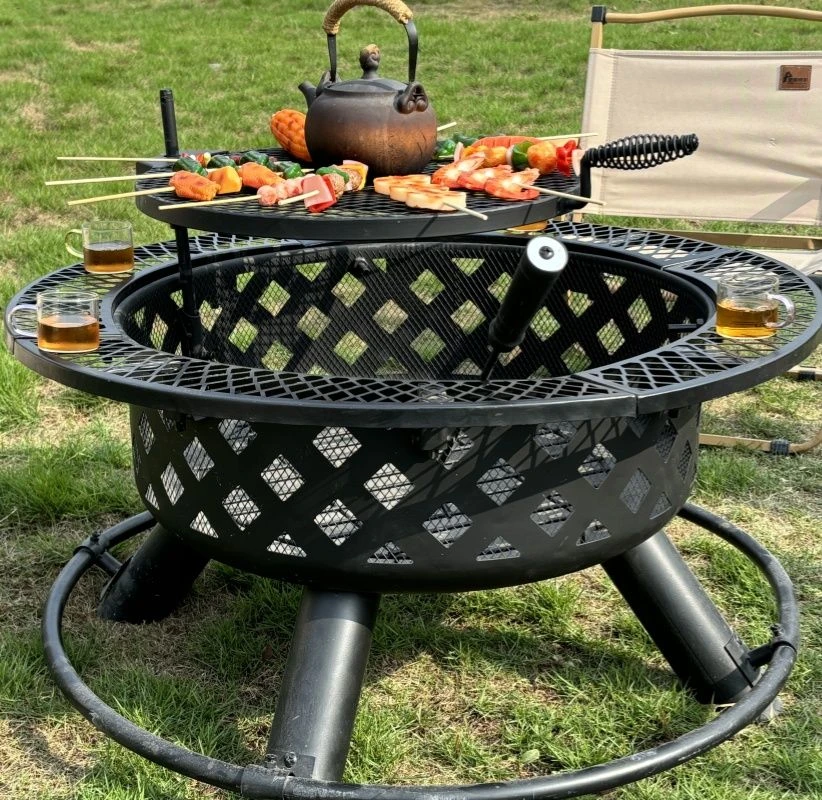 庭院烤火炉烧烤架家用柴火取暖炉别墅篝火围炉桌炭火盆户外烧烤炉