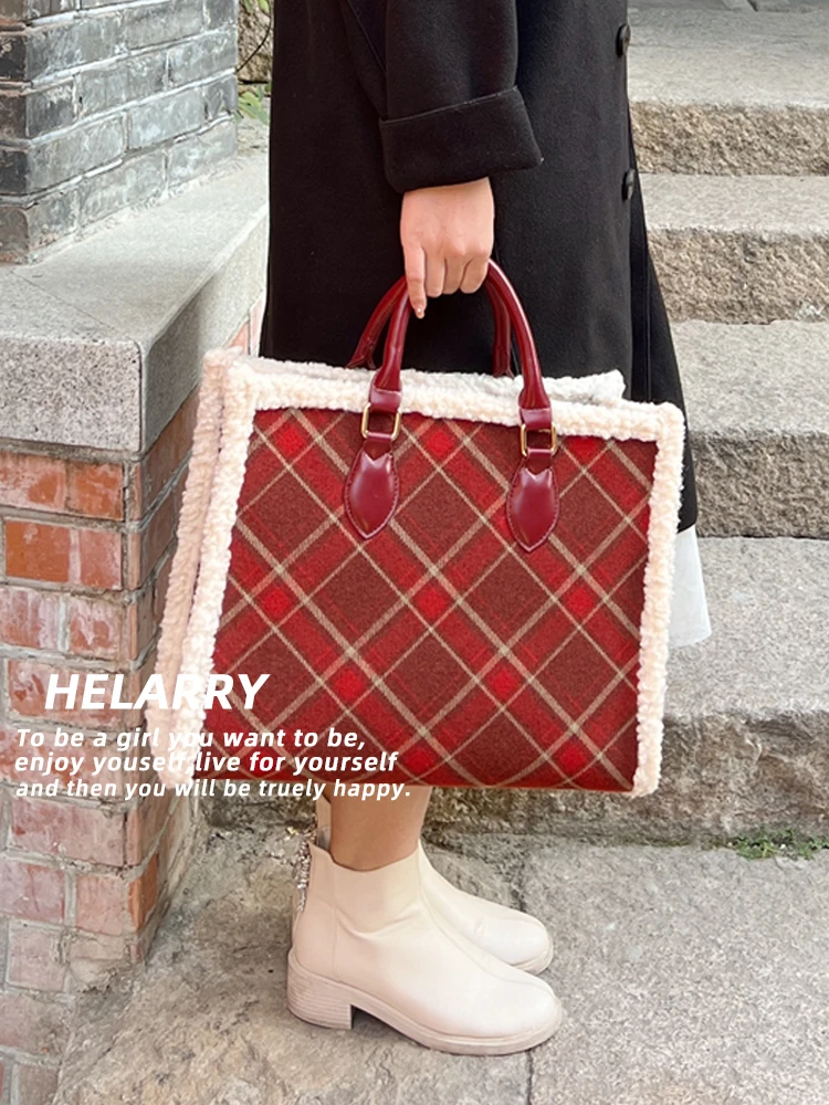 helarry/赫拉里新款托特包红色婚包新娘包单肩子母手提大包圣诞节