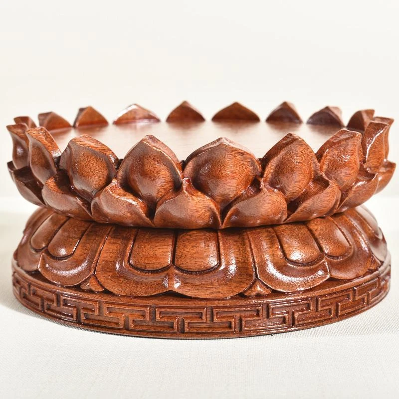 花梨木整雕莲花底座佛像菩萨琉璃灯整木雕刻奇石摆件宝座实木底座