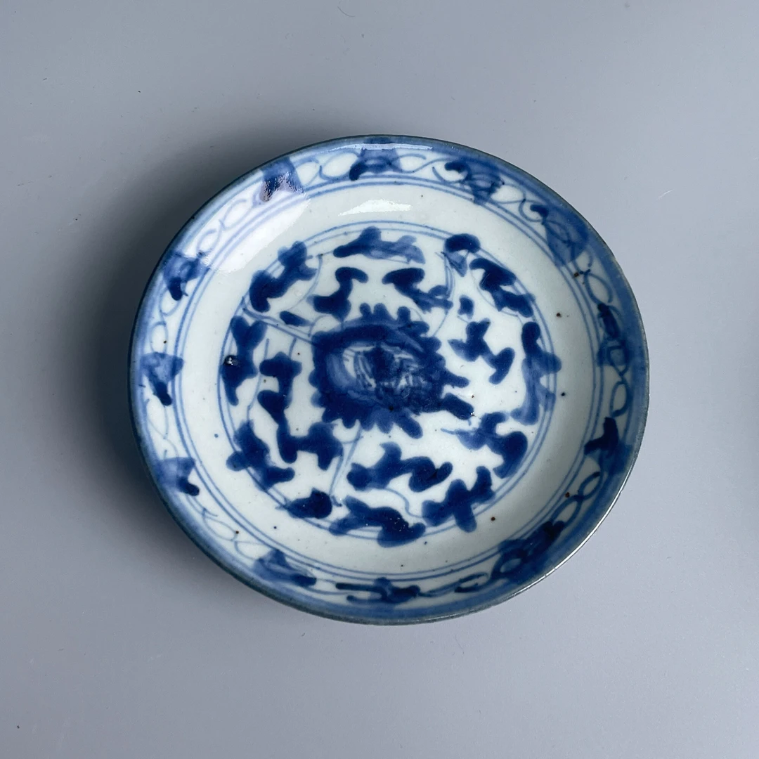 瓷器/古董道光青花花卉小盘-M2XJ8009858/收藏/文物/绣花张
