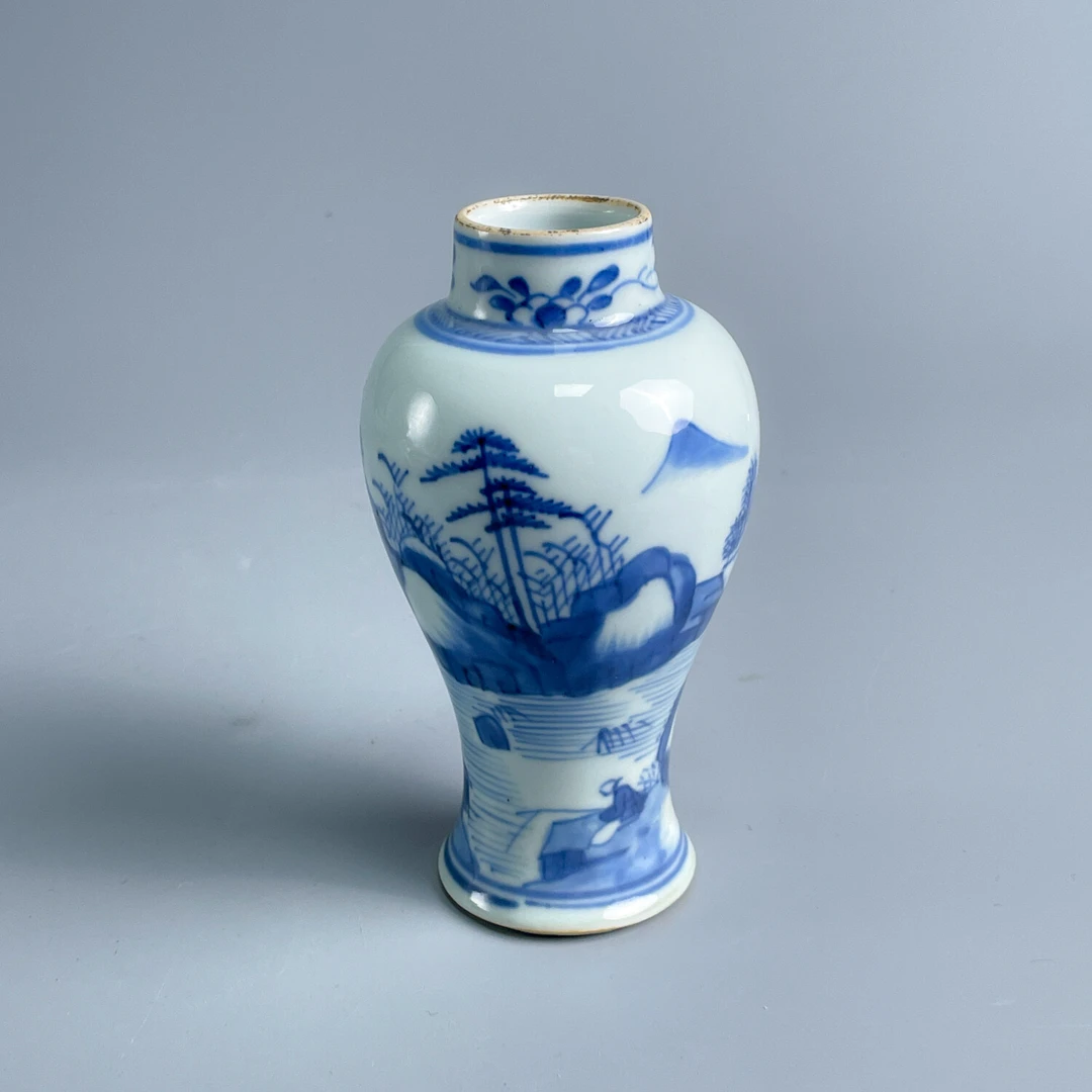 瓷器/古董清康熙青花山水瓶-M2XK6000A96/收藏/文物/绣花张