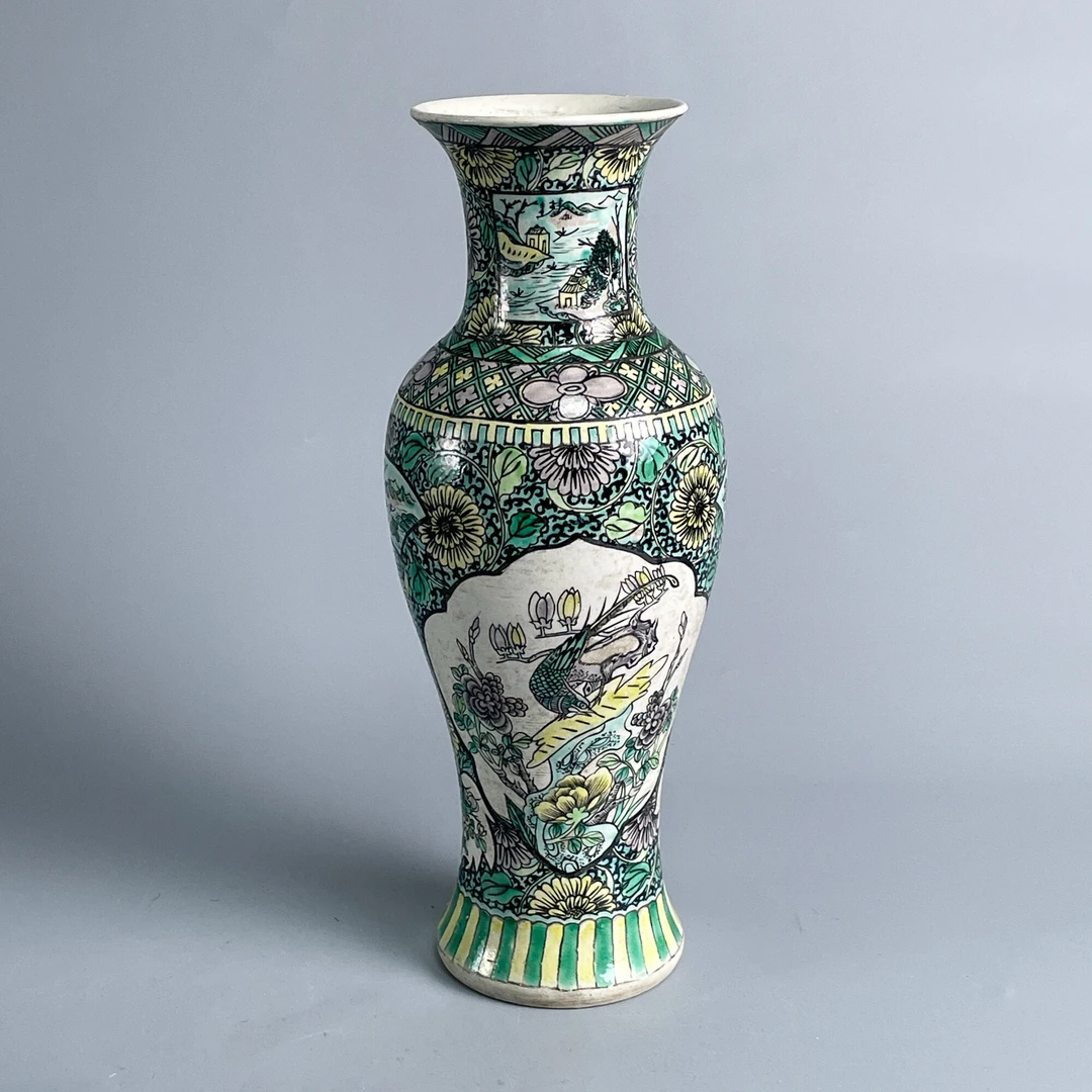 瓷器/古董清光绪素三彩花鸟瓶-M2XJ7000869/收藏/文物/绣花张