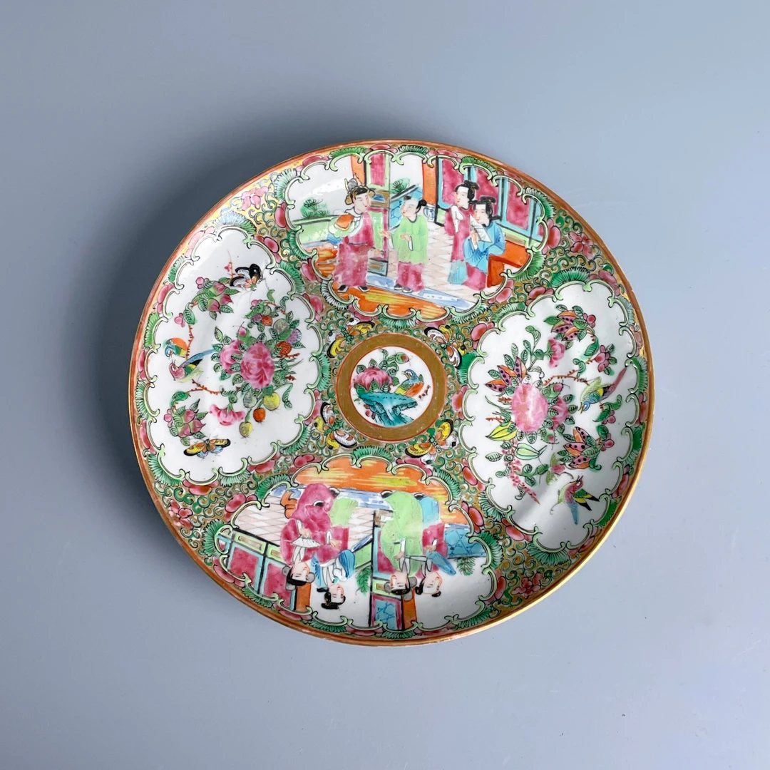 瓷器/古董晚清广彩花鸟人物故事盘-M2XKS008828/收藏/文物/绣花张