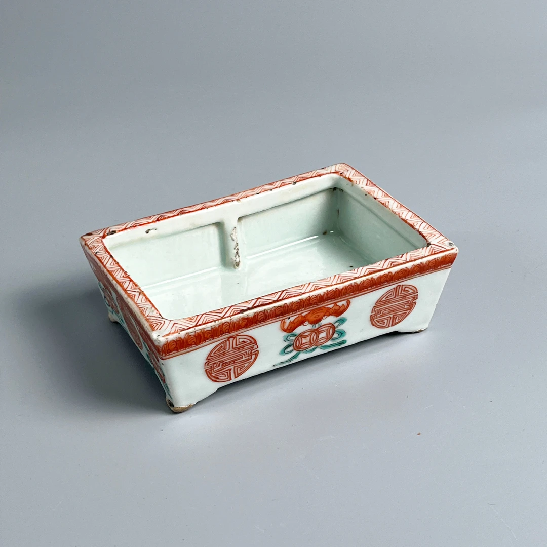 瓷器/古董光绪 矾红寿字纹福在眼前盆M2XFF00B636古玩文物/绣花张