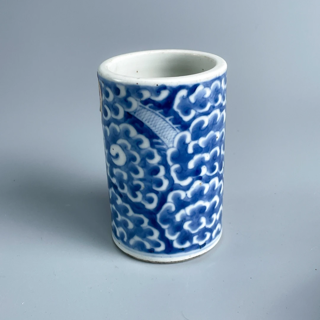 瓷器/古董清光绪青花云龙纹笔筒-M2XKU007026/收藏/文物/绣花张