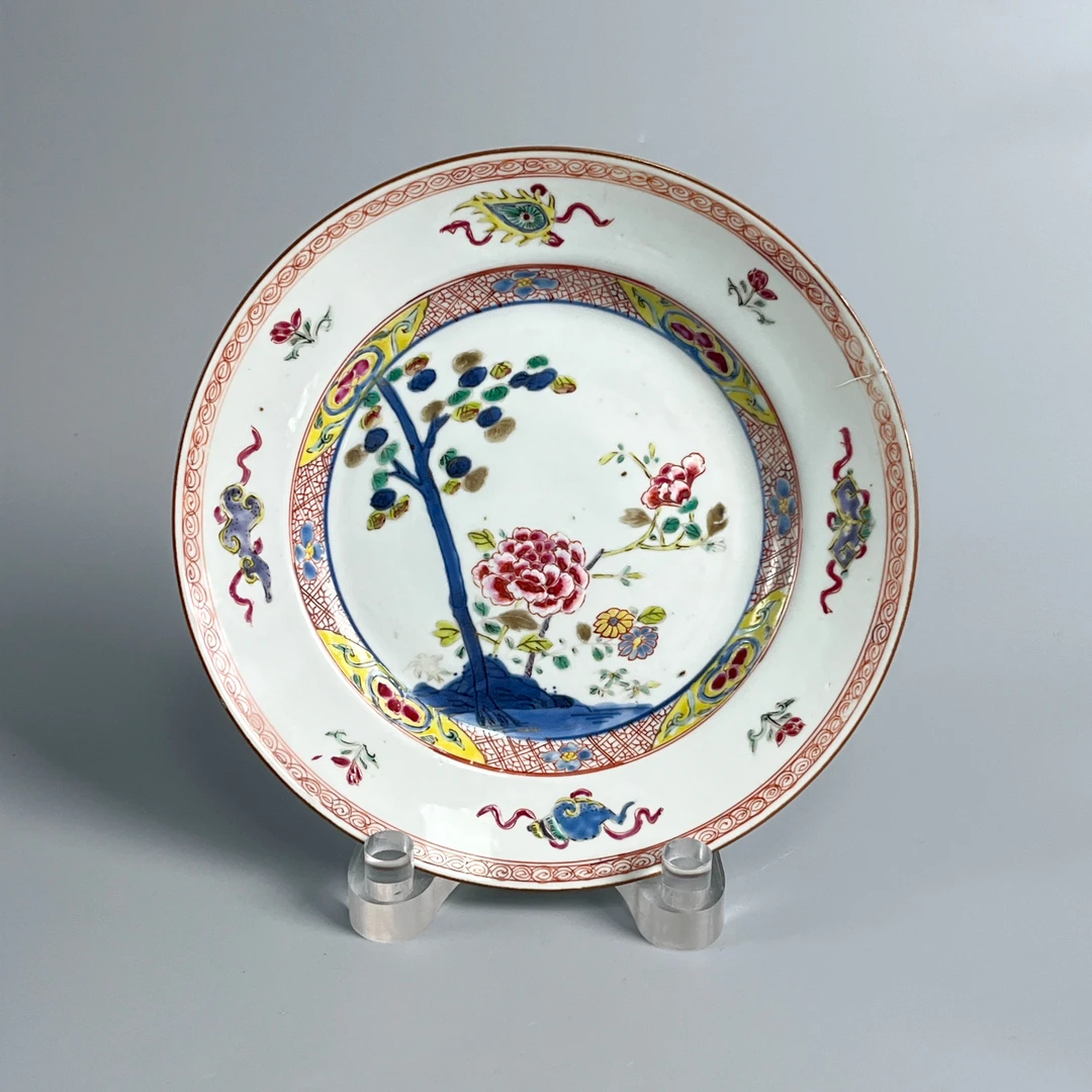 青花瓷/古董乾隆 粉彩花卉盘冲修M2XFZ003F86收藏/文物/绣花张