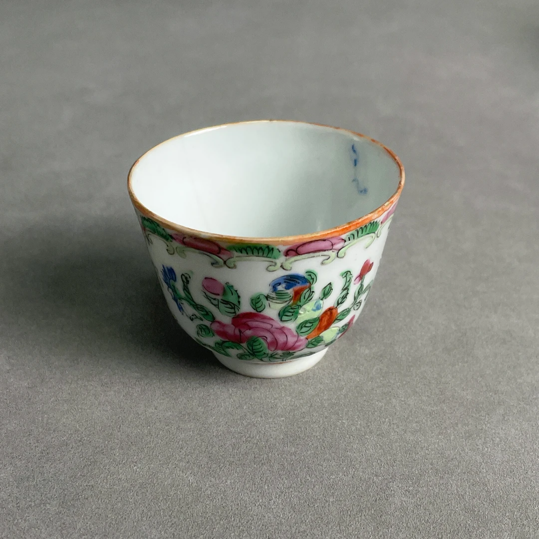瓷器/古董 清广彩花卉花鸟纹杯-M2XJZ008C59/收藏/文物/绣花张