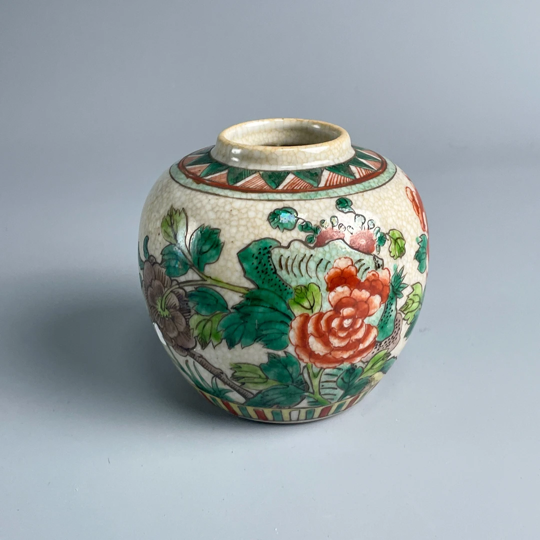 瓷器/古董民国哥釉牡丹花卉纹罐-M2XKV007688/收藏/文物/绣花张