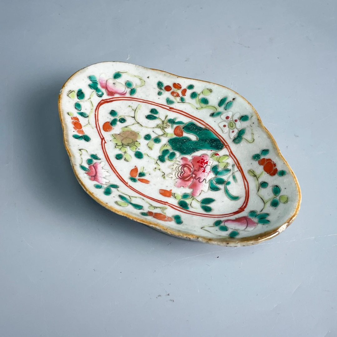 瓷器/古董清光绪粉彩洞石花卉纹海棠供盘M2XJV008C86/文物/绣花张