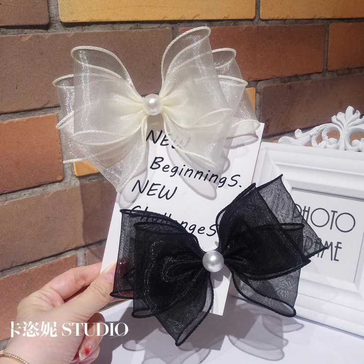 纯手工蝴蝶结发夹韩国气质百搭后脑勺高级感马尾顶夹超仙古风发卡