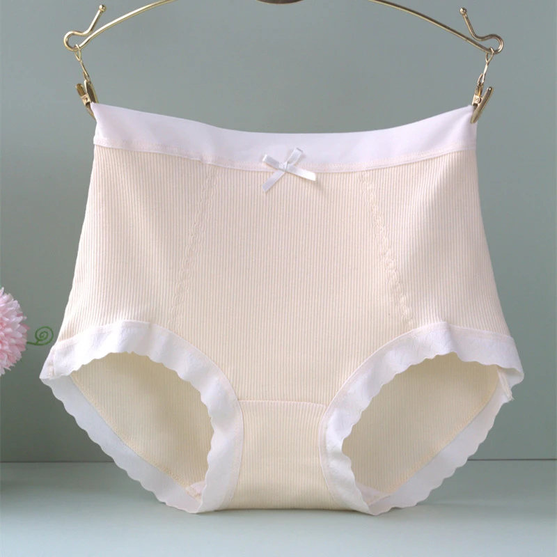高腰女士内裤棉收腹提臀透气女生中腰妈妈大码三角裤头秋冬螺纹