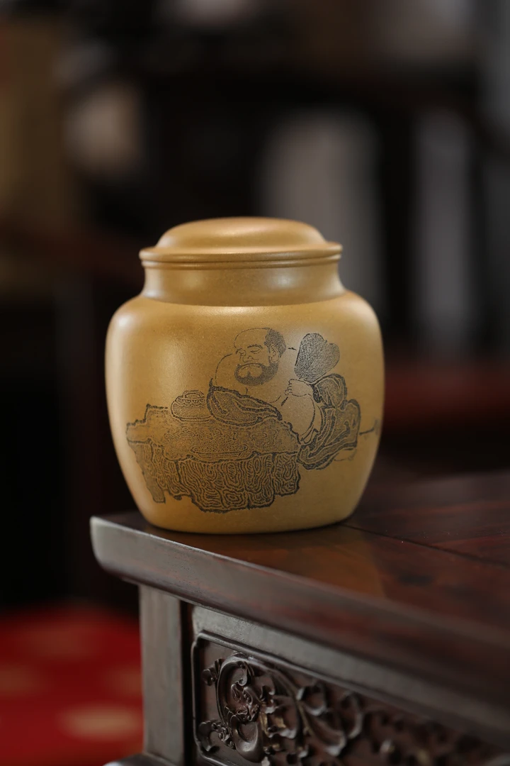 《长生长乐》茶叶罐许科制徐炜刻绘本山段泥1000cc左右全手工红线价