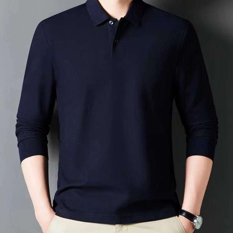 【现货速发】100棉2024男士加绒纯棉加厚长袖翻领保暖商务POLO衫