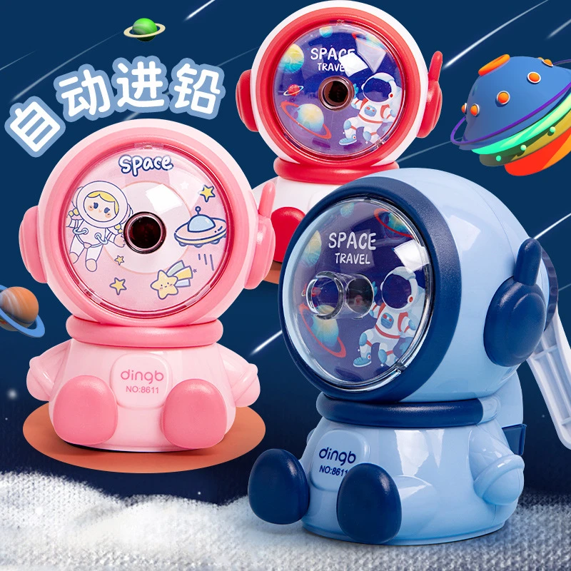 宇航员卷笔刀转笔刀小学生手摇自动进铅削笔刀儿童削笔刨笔机批发