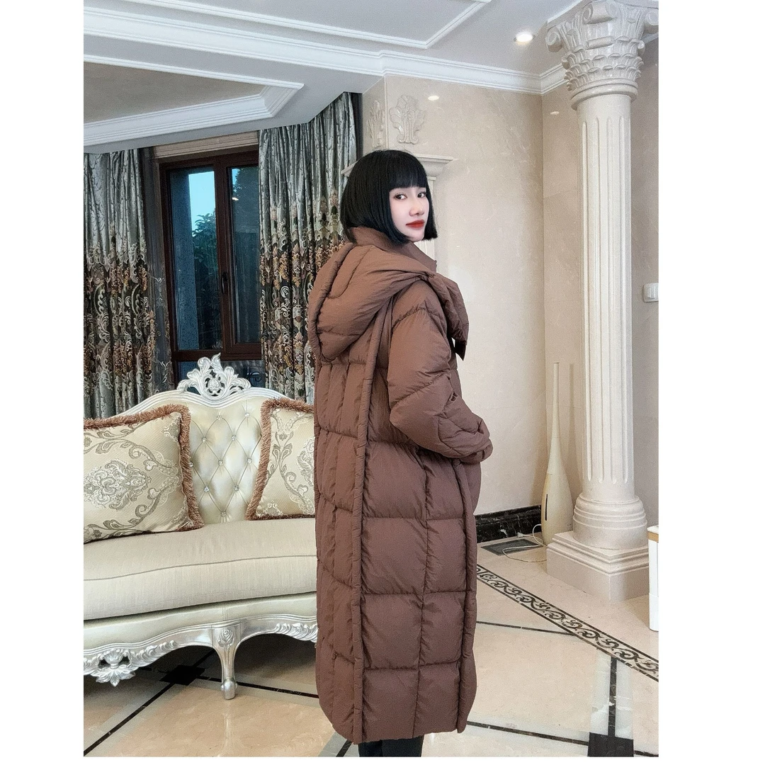 2024【云朵款】鹅绒服长款加厚保暖休闲百搭连帽宽松韩版过膝冬季