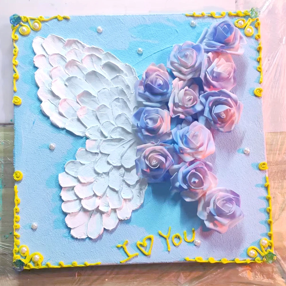 520情人节手工礼物diy蝴蝶材料包少女心好物送女友玫瑰肌理装饰画