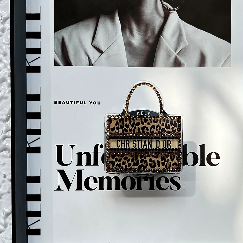 【磁吸支架-豹纹托特】手工点钻-苹果安卓通用磁吸支架-煲剧通用