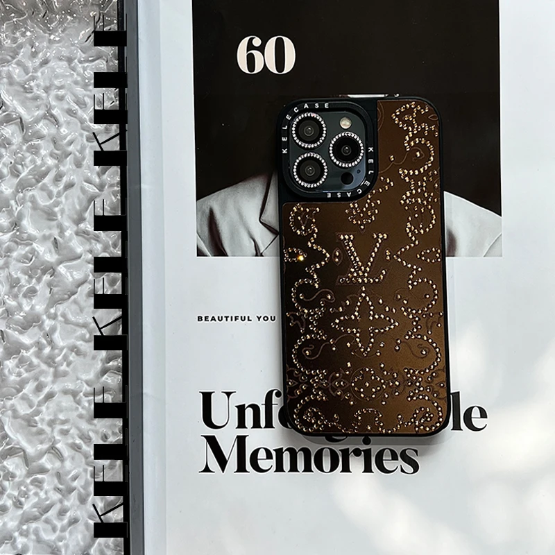 【KELE-中古图腾老花】适用于苹果12 13 14 15promax手工点钻手机壳